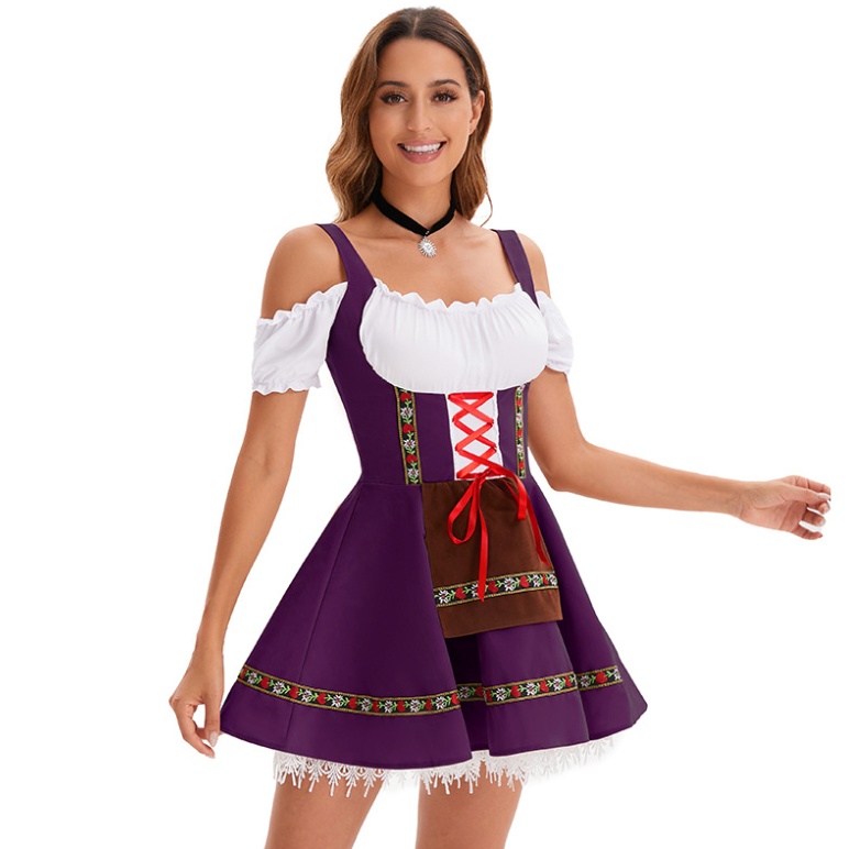 Традиционное баварское платье Dirndl с открытыми плечами Фестивальный костюм
