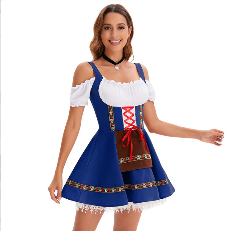 Традиционное баварское платье Dirndl с открытыми плечами Фестивальный костюм